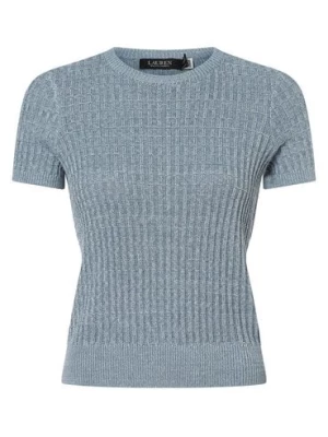 Lauren Ralph Lauren T-shirt damski z dodatkiem lnu Kobiety len niebieski wypukły wzór tkaniny,