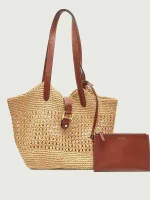 LAUREN RALPH LAUREN Torba plażowa + saszetka TASHA | z dodatkiem skóry