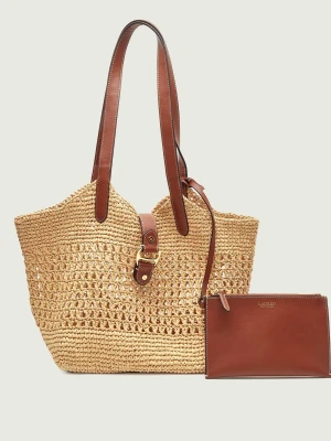LAUREN RALPH LAUREN Torba plażowa + saszetka TASHA | z dodatkiem skóry