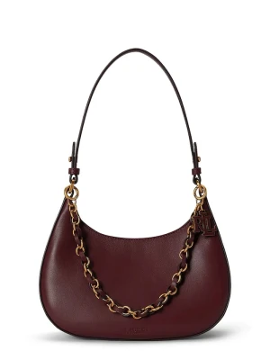 Lauren Ralph Lauren torebka hobo damska skórzana bordowy
