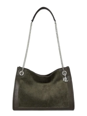 Lauren Ralph Lauren torebka zamszowa kolor zielony 431980175