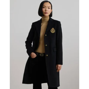 LAUREN RALPH LAUREN Wełniany płaszcz | z dodatkiem kaszmiru czarny