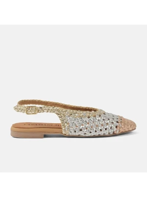 Lazamani Skórzane baleriny w kolorze złoto-srebrnym rozmiar: 42