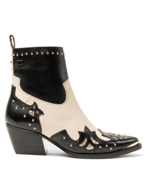 Lazamani Skórzane botki w kolorze kremowo-czarnym rozmiar: 37