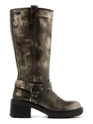 Lazamani Skórzane kozaki w kolorze srebrnym rozmiar: 38