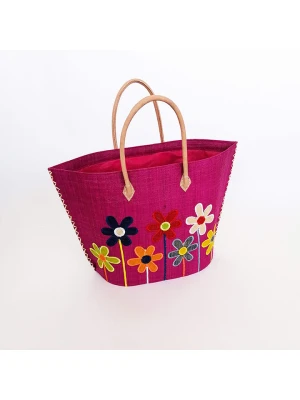 Le Comptoir de la Plage Torba plażowa "Majunga" w kolorze różowym ze wzorem - 34 x 40 x 14 cm rozmiar: onesize