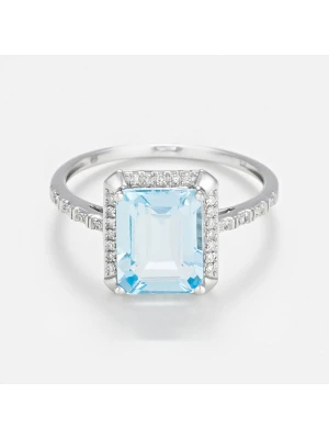 LE DIAMANTAIRE Złoty pierścionek "Emeraldine" z diamentami i topazem rozmiar: 50