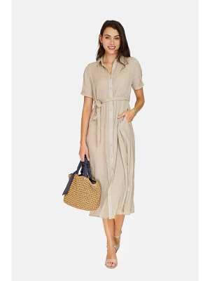 Le Jardin du Lin Lniana sukienka w kolorze beżowym rozmiar: 40