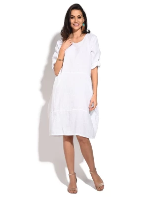 Le Jardin du Lin Lniana sukienka w kolorze białym rozmiar: 40