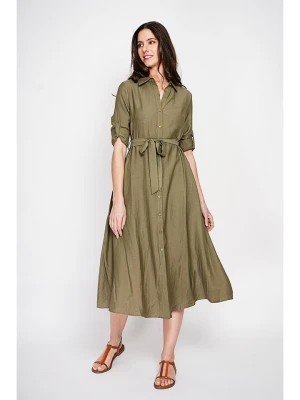 Le Jardin du Lin Lniana sukienka w kolorze khaki rozmiar: 42