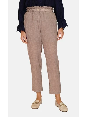 Le Jardin du Lin Lniane spodnie w kolorze szarobrązowym rozmiar: 42