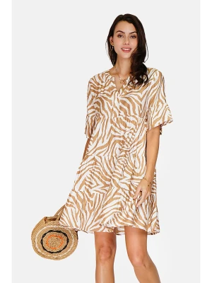 Le Jardin du Lin Sukienka w kolorze karmelowo-białym rozmiar: 40