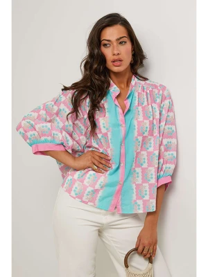 Le Monde du Lin Bluzka w kolorze jasnoróżowo-turkusowym rozmiar: 34/36