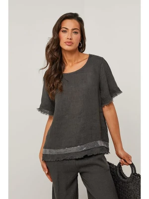 Le Monde du Lin Lniana bluzka w kolorze antracytowym rozmiar: 38/40