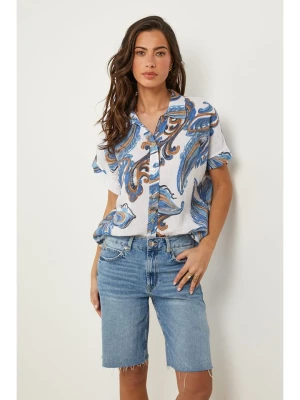 Le Monde du Lin Lniana bluzka w kolorze biało-niebieskim rozmiar: 34/36