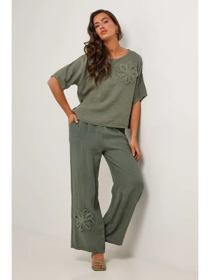 Le Monde du Lin Lniana bluzka w kolorze khaki rozmiar: 34/36