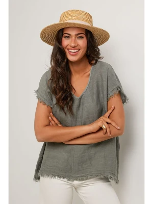 Le Monde du Lin Lniana bluzka w kolorze khaki rozmiar: 40/42