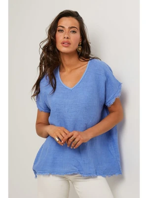 Le Monde du Lin Lniana bluzka w kolorze niebieskim rozmiar: 40/42