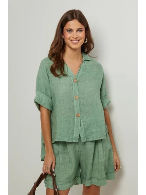 Le Monde du Lin Lniana bluzka w kolorze zielonym rozmiar: 40/42