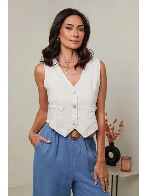 Le Monde du Lin Lniana kamizelka w kolorze kremowym rozmiar: 38/40