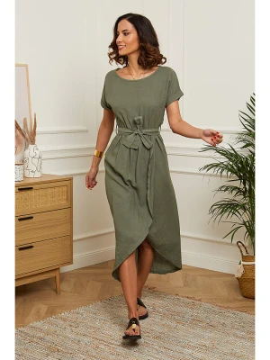 Le Monde du Lin Lniana sukienka "Lydia" w kolorze khaki rozmiar: 40/42