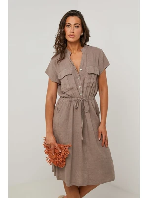 Le Monde du Lin Lniana sukienka w kolorze beżowym rozmiar: 40/42