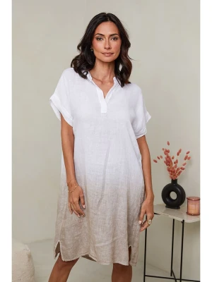 Le Monde du Lin Lniana sukienka w kolorze biało-beżowym rozmiar: 40/42