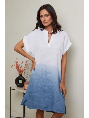 Le Monde du Lin Lniana sukienka w kolorze biało-niebieskim rozmiar: 40/42