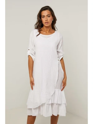 Le Monde du Lin Lniana sukienka w kolorze białym rozmiar: 36/38