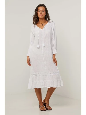 Le Monde du Lin Lniana sukienka w kolorze białym rozmiar: 40/42