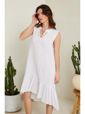 Le Monde du Lin Lniana sukienka w kolorze białym rozmiar: 40/42