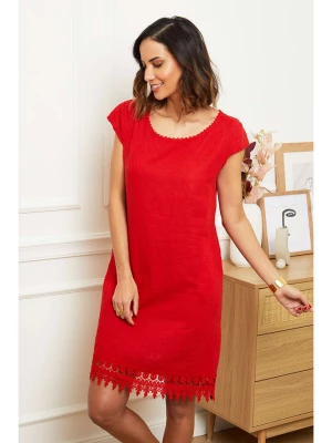 Le Monde du Lin Lniana sukienka w kolorze czerwonym rozmiar: 40/42