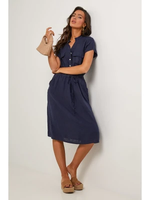 Le Monde du Lin Lniana sukienka w kolorze granatowym rozmiar: 40/42