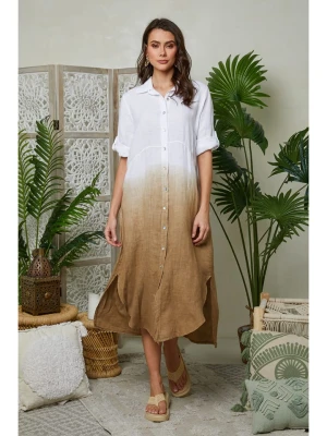 Le Monde du Lin Lniana sukienka w kolorze jasnobrązowym rozmiar: 40/42