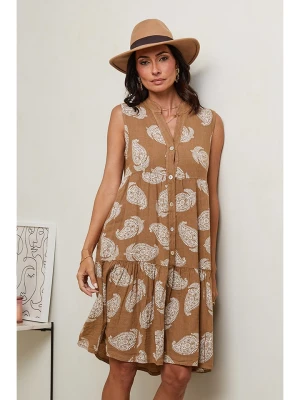 Le Monde du Lin Lniana sukienka w kolorze jasnobrązowym rozmiar: 40/42