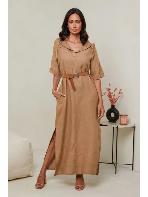 Le Monde du Lin Lniana sukienka w kolorze karmelowym rozmiar: 38/40