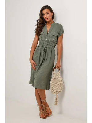 Le Monde du Lin Lniana sukienka w kolorze khaki rozmiar: 36/38