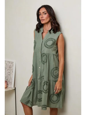 Le Monde du Lin Lniana sukienka w kolorze khaki rozmiar: 40/42