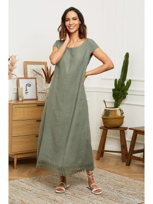 Le Monde du Lin Lniana sukienka w kolorze oliwkowym rozmiar: 40/42