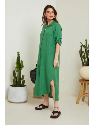 Le Monde du Lin Lniana sukienka w kolorze zielonym rozmiar: 38/40