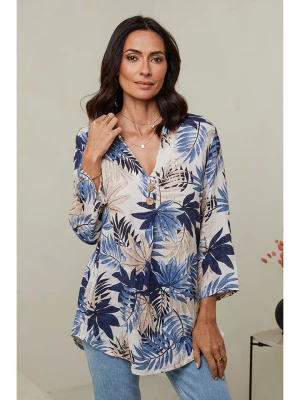 Le Monde du Lin Lniana tunika w kolorze beżowo-niebieskim rozmiar: 38/40