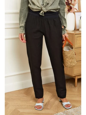 Le Monde du Lin Lniane spodnie "Provence" w kolorze czarnym rozmiar: 36/38
