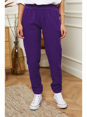 Le Monde du Lin Lniane spodnie "Provence" w kolorze fioletowym rozmiar: 38/40