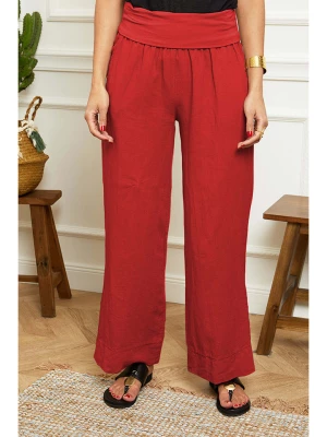 Le Monde du Lin Lniane spodnie "Valencia" w kolorze czerwonym rozmiar: 34/36