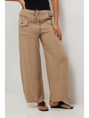 Le Monde du Lin Lniane spodnie w kolorze beżowym rozmiar: 38/40
