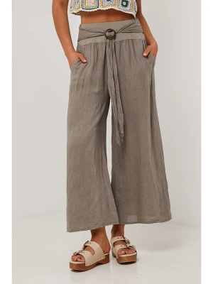 Le Monde du Lin Lniane spodnie w kolorze beżowym rozmiar: 38/40