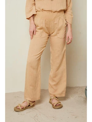 Le Monde du Lin Lniane spodnie w kolorze beżowym rozmiar: 40/42