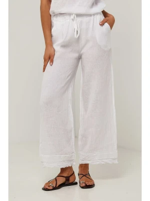 Le Monde du Lin Lniane spodnie w kolorze białym rozmiar: 34/36