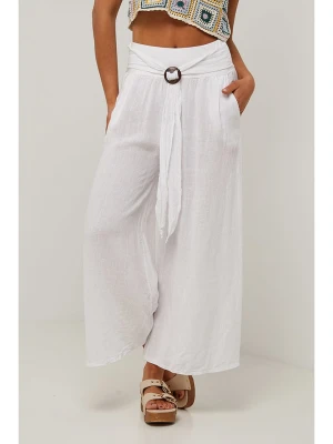 Le Monde du Lin Lniane spodnie w kolorze białym rozmiar: 36/38