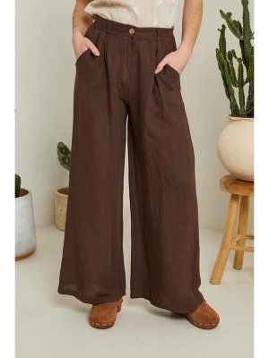 Le Monde du Lin Lniane spodnie w kolorze brązowym rozmiar: 36/38